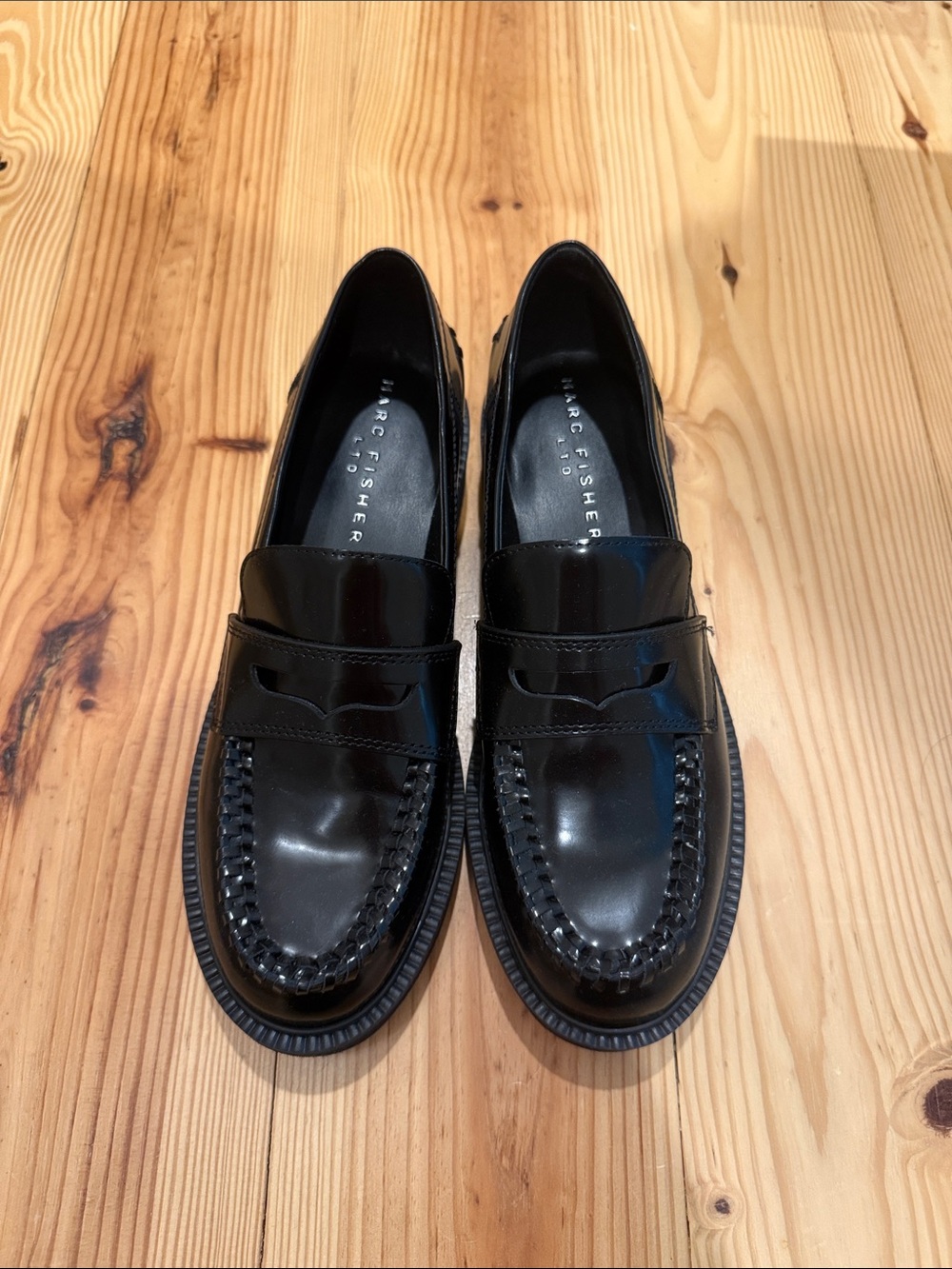 Marc Fisher Black Leather Penny Loafers for Women’s size 7.5